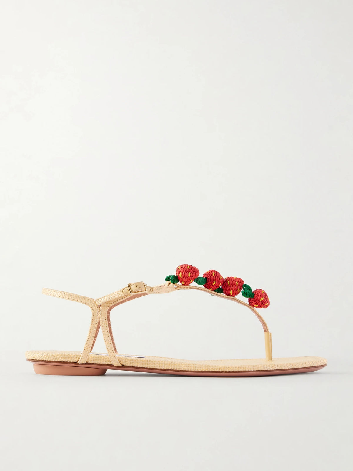Fragolina Sugar Embellished Raffia-effect Flat Sandals