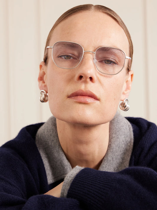 Image of Sunglasses. Product name - Revere Square-frame Platinum-tone Titanium Sunglasses in Silver colour by brand - Barton Perreira