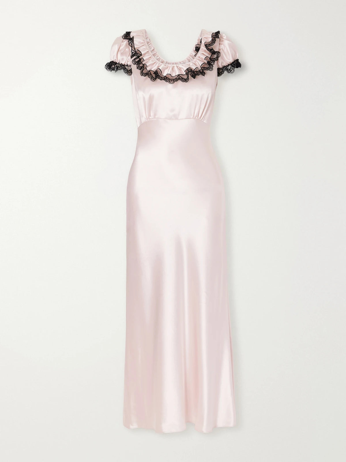 Rodarte Ruffled Lace-trimmed Satin Midi Dress
