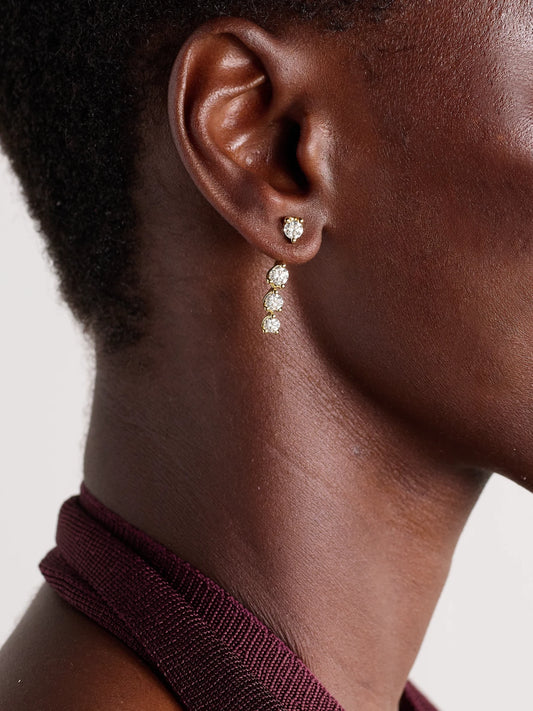 Image of Earrings. Product name - Large Orbit 18-karat Gold Diamond Single Earring in Multi colour by brand - Anita Ko