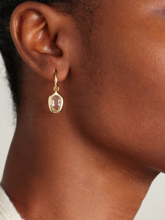 Image of Earrings. Product name - Orbit Prism 14-karat Recycled Gold Topaz Hoop Earrings in Multi colour by brand - By Pariah
