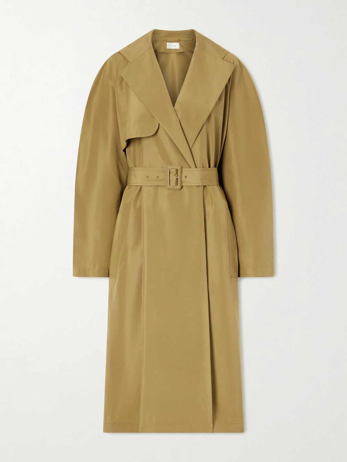 Amapola Belted Silk-faille Long Coat