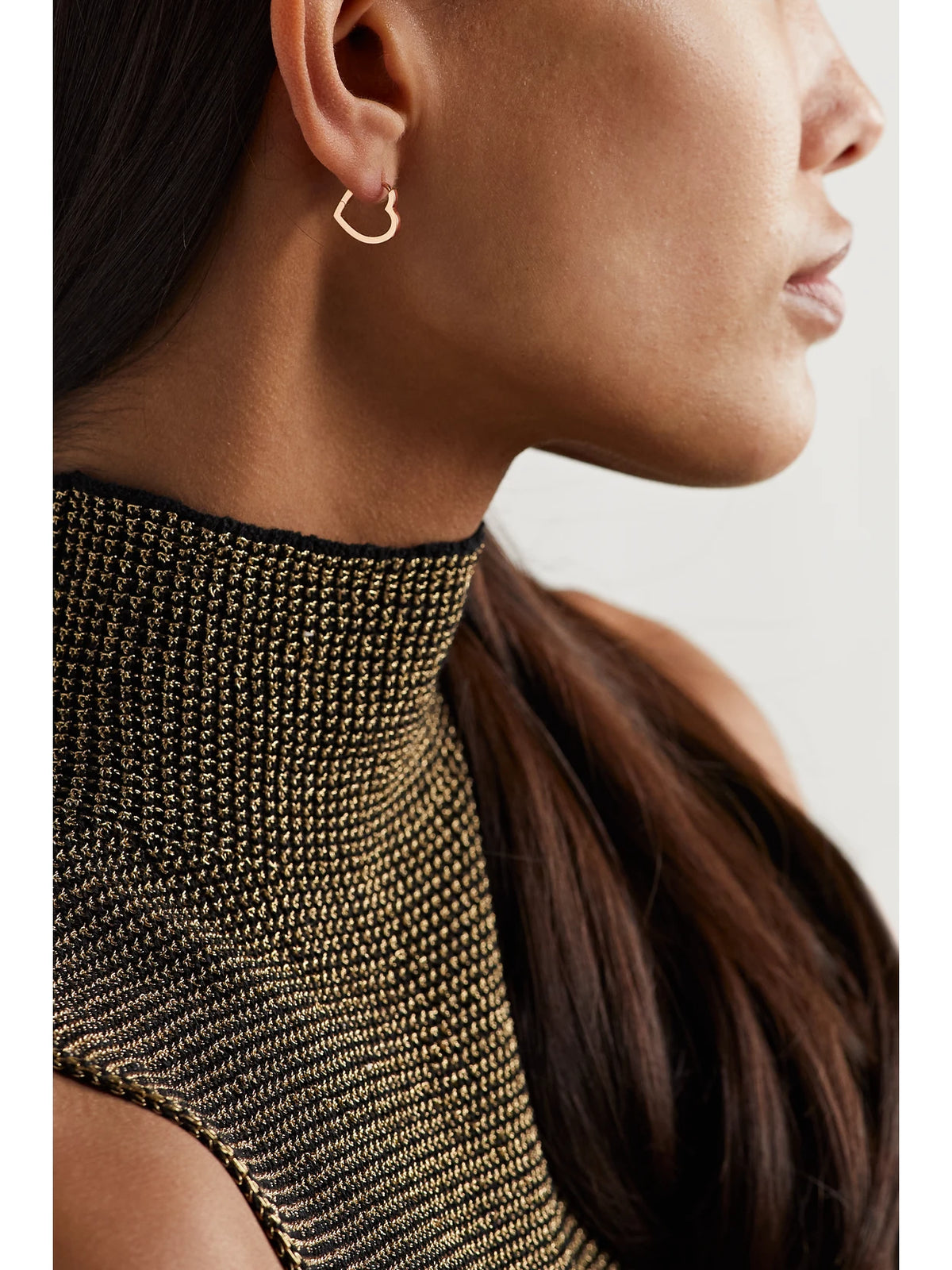 Image of Earrings. Product name - Antifer Heart Small 18-karat Rose Gold Single Earring in Multi colour by brand - Repossi