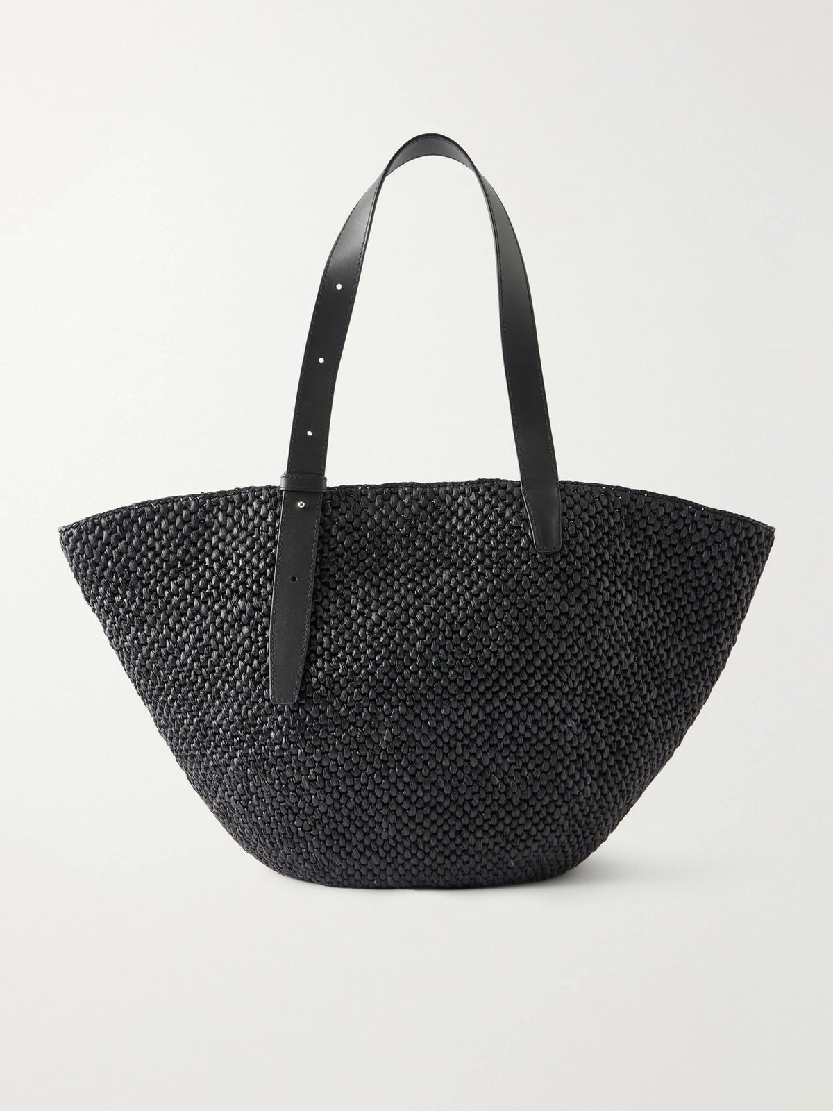 The Bianca Leather-trimmed Raffia Tote