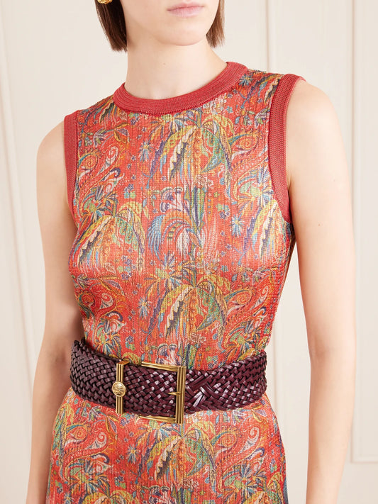 Pegaso Logo-embellished Woven Leather Belt
