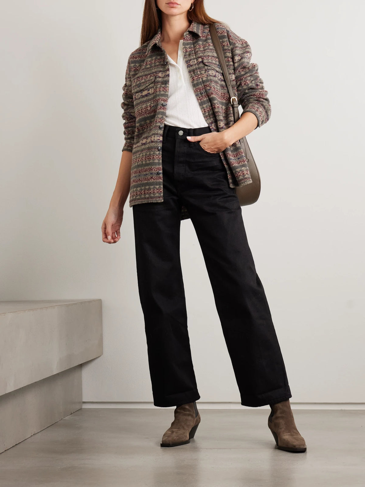 Image of Jeans. Product name - High-rise Wide-leg Jeans in Black colour by brand - RRL