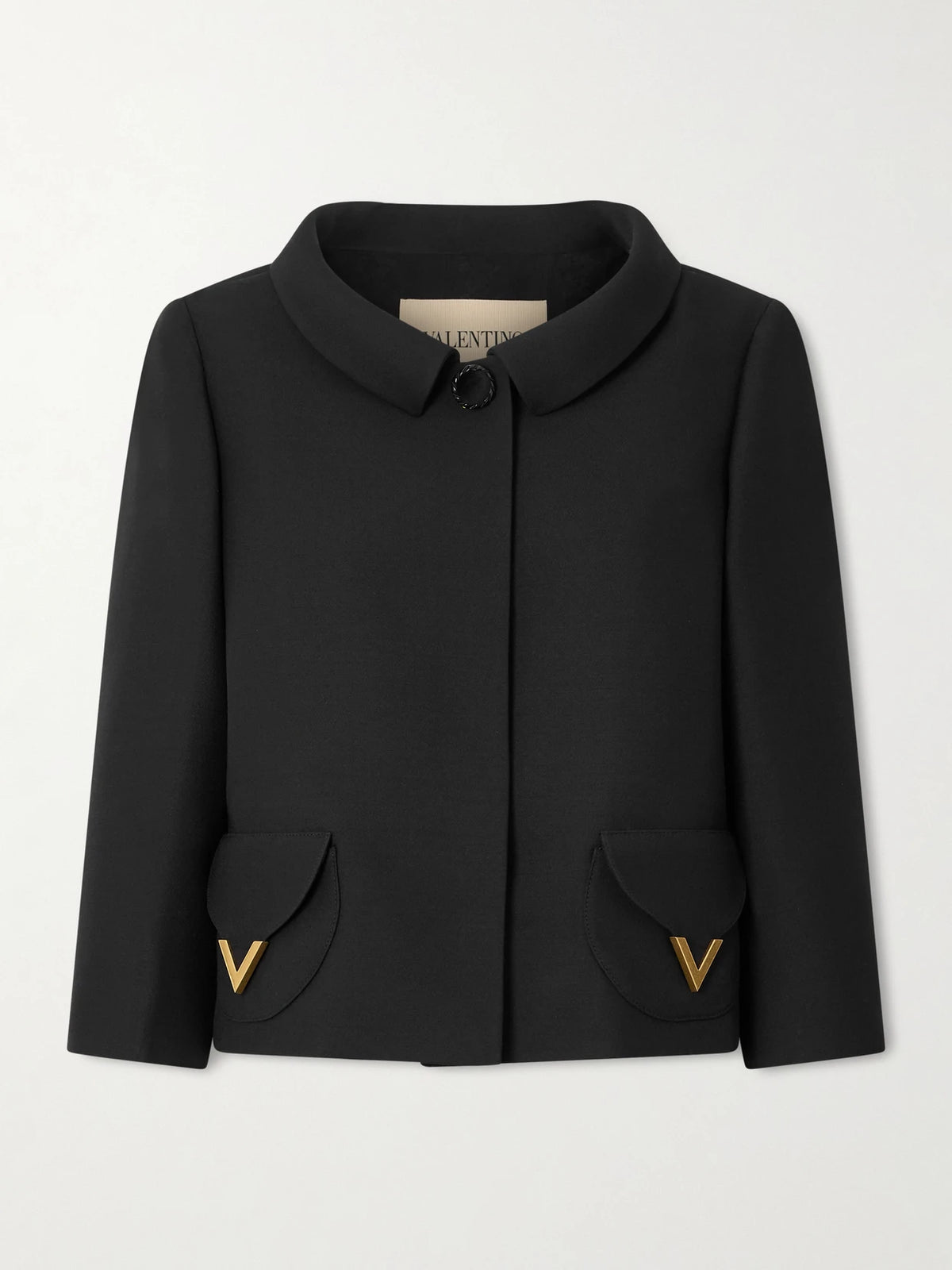 Button-detailed Embellished Wool And Silk-blend Crepe Jacket