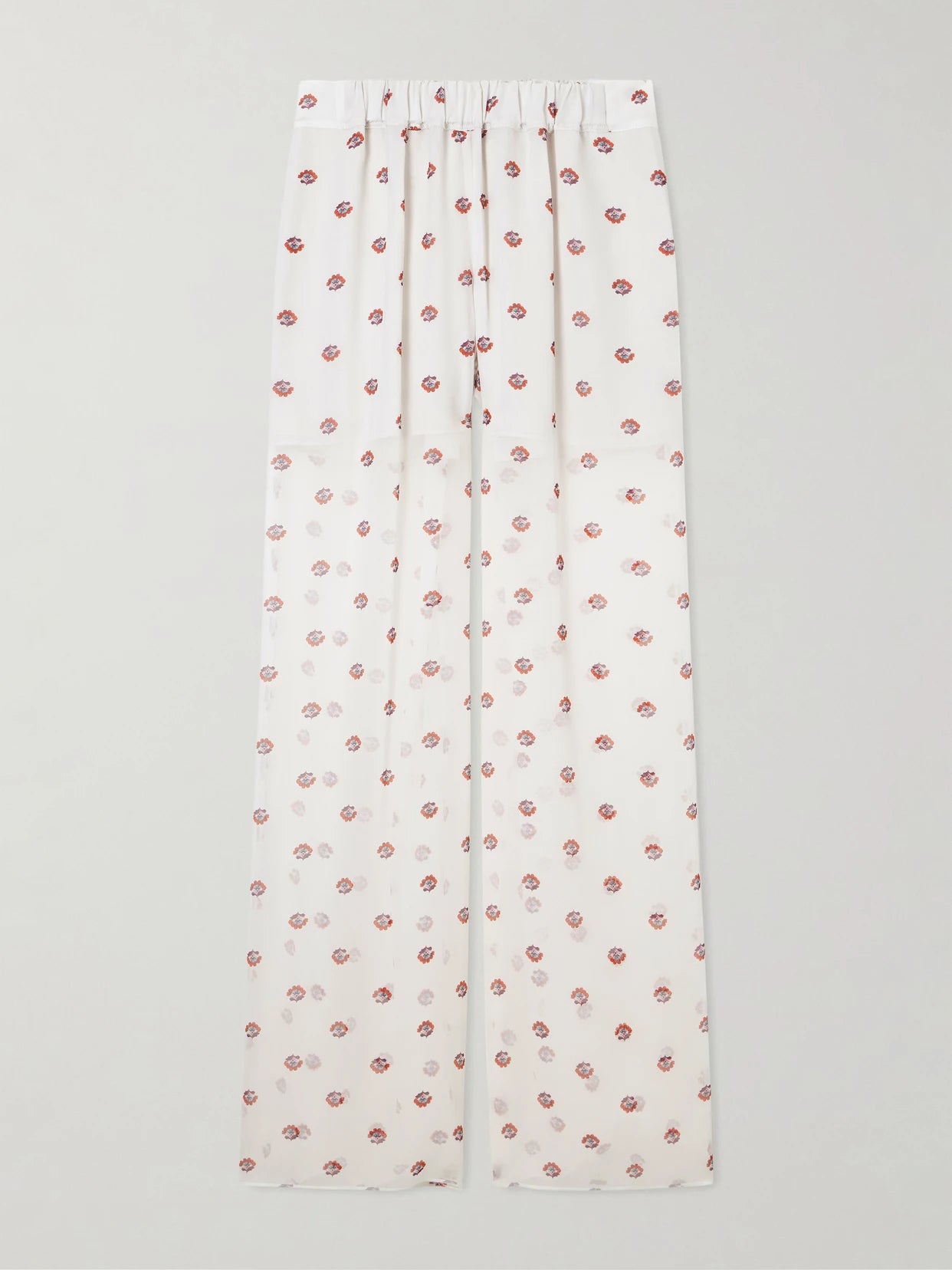 Palazzo Floral-print Wide-leg Silk Pants