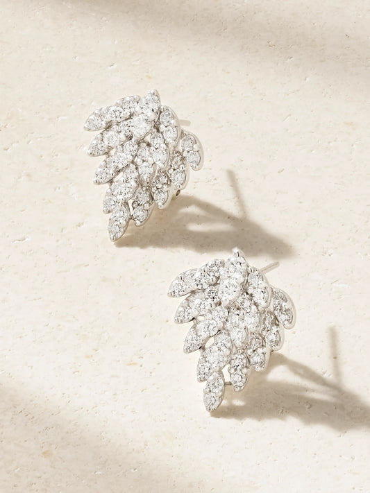 Snowflake 18-karat White Gold Diamond Earrings