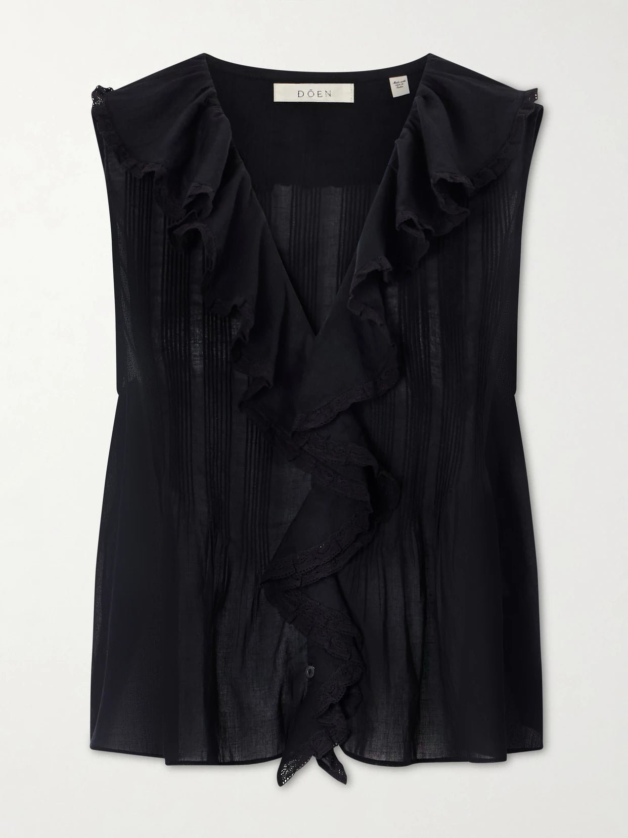 Hilda Ruffled Embroidered Organic Cotton Top
