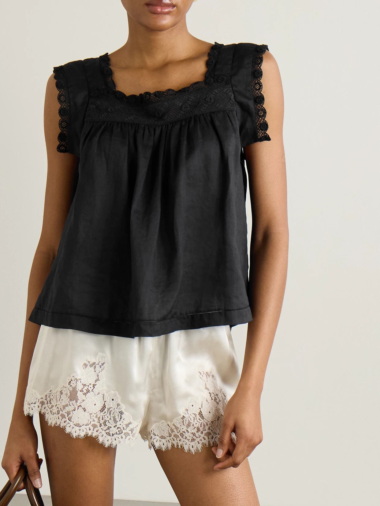 Aphra Crochet-trimmed Ramie Top