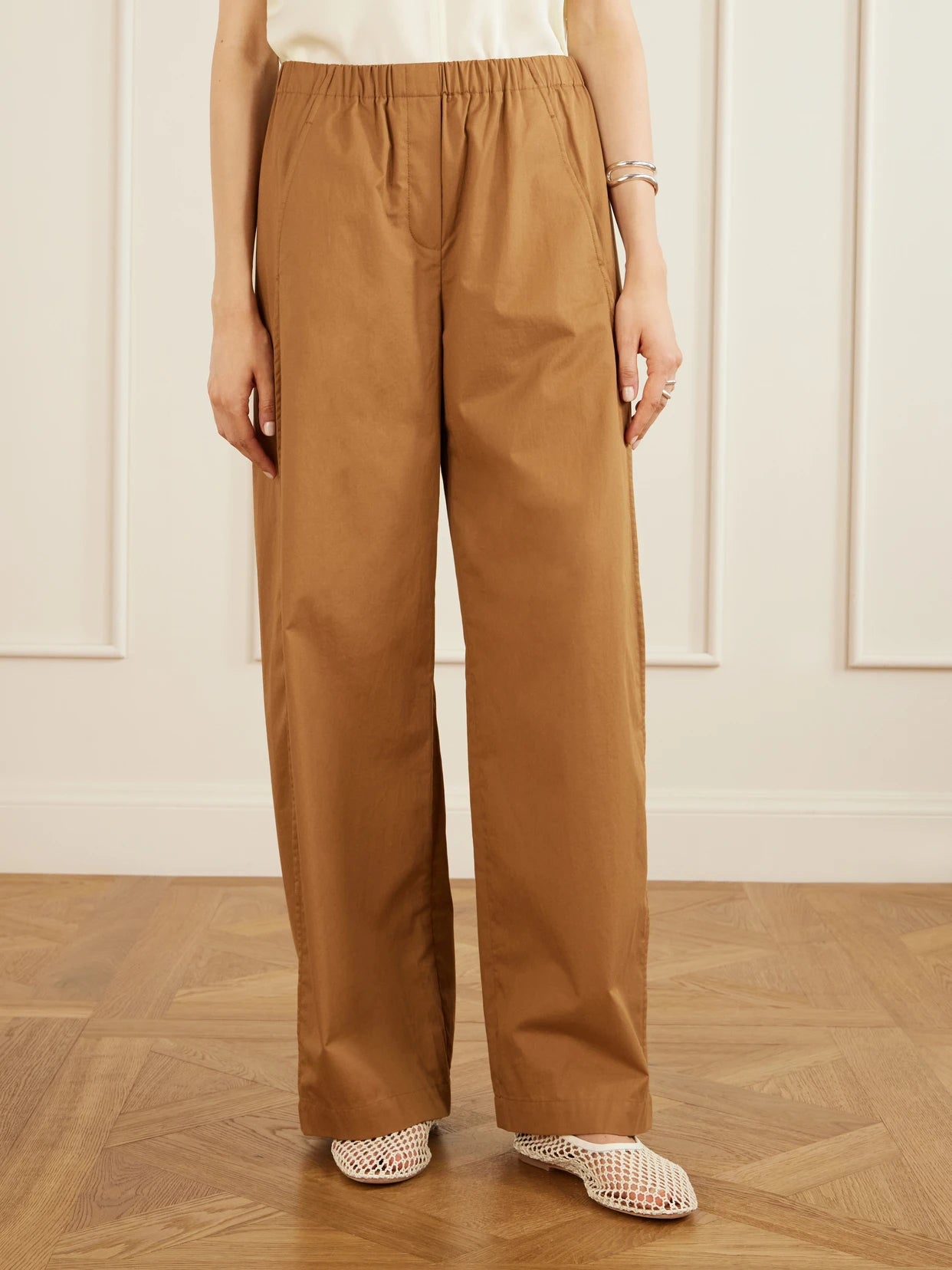 Cotton-poplin Wide-leg Pants