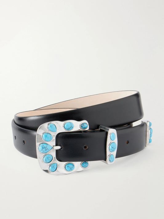 Déhanche Juna Turquoise-embellished Leather Belt