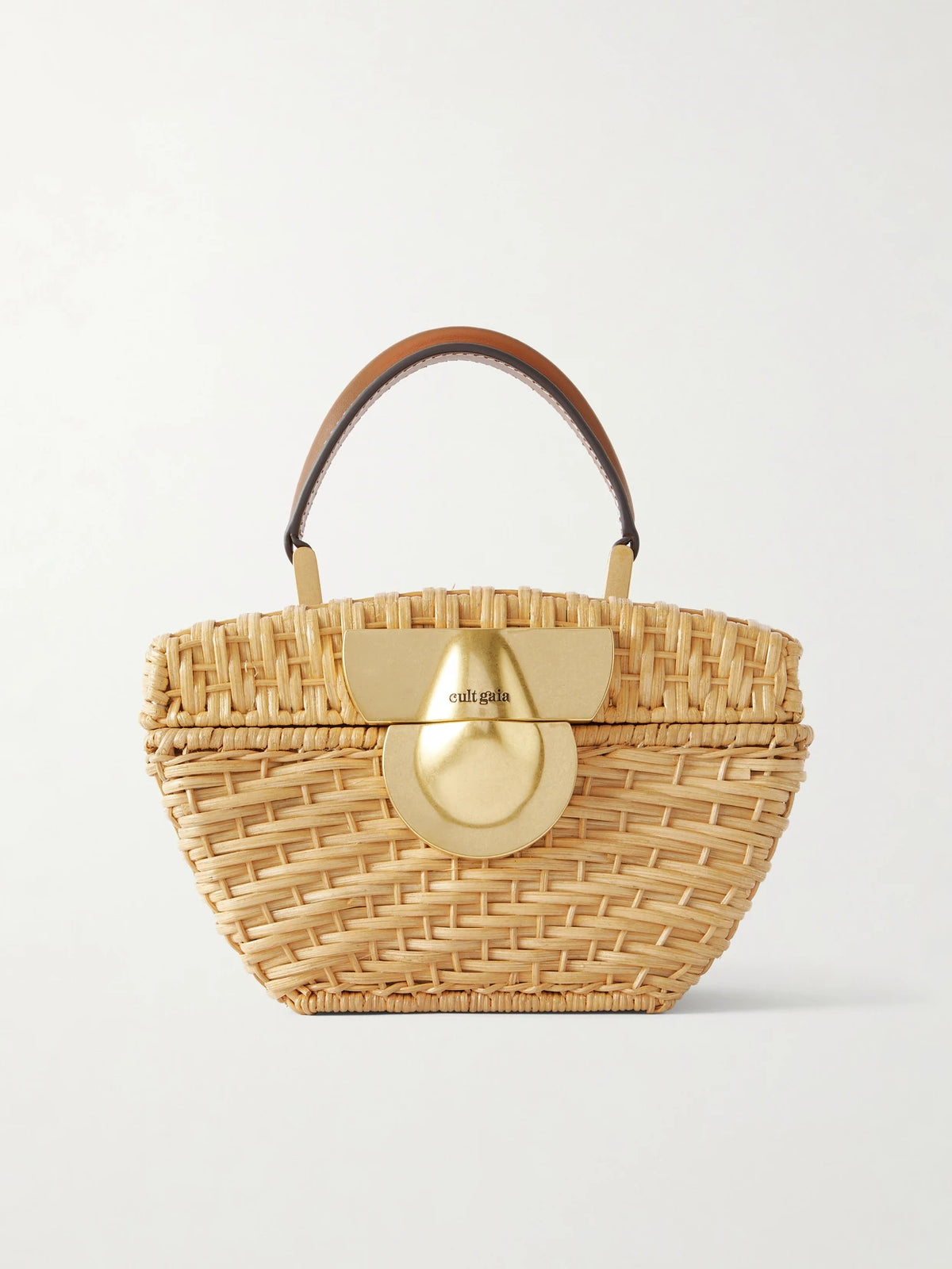 Tyla Leather-trimmed Raffia Tote