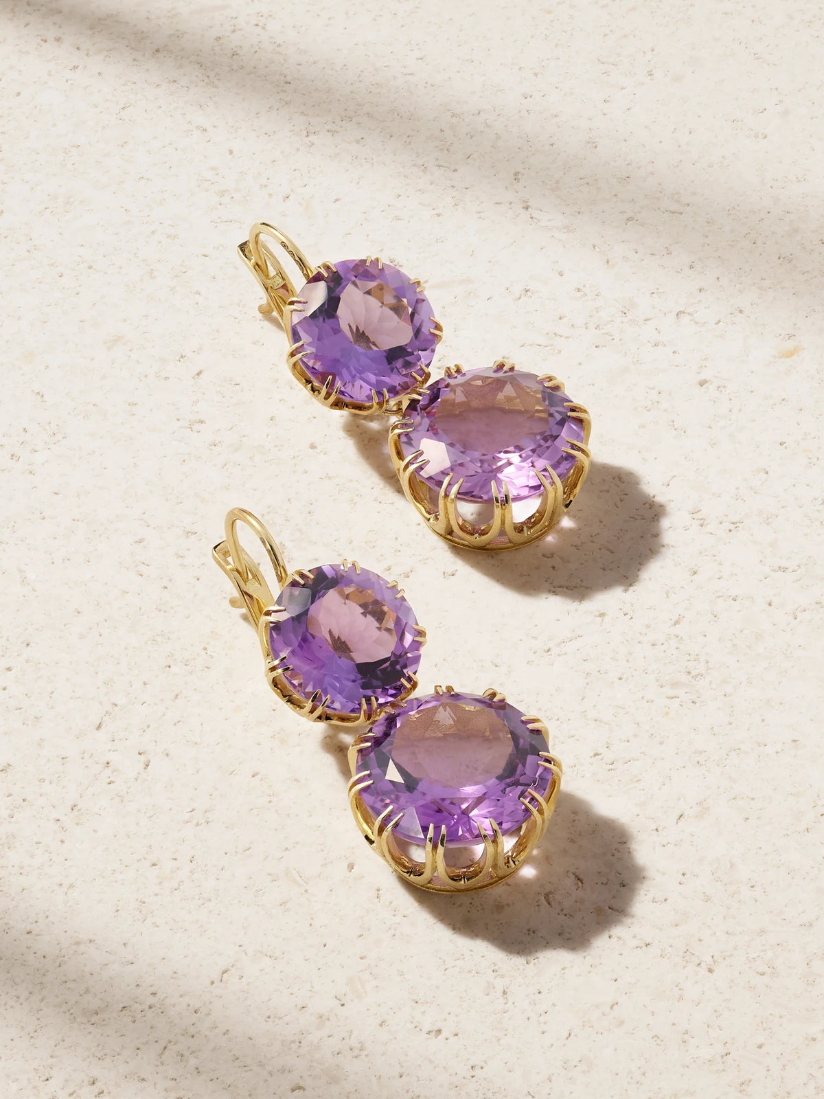 Double Crown 18-karat Gold Amethyst Earrings