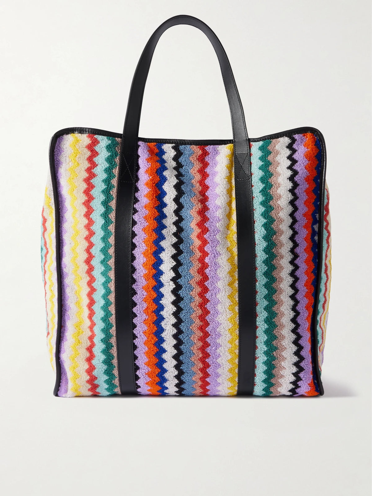 Riverbero Leather-trimmed Striped Cotton-terry Tote