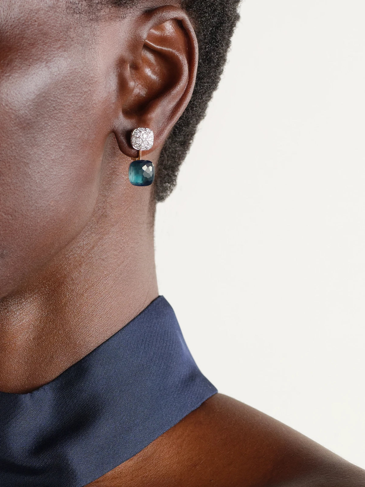 Image of Earrings. Product name - Nudo 18-karat Rose And White Gold, Topaz And Diamond Earrings in Multi colour by brand - Pomellato