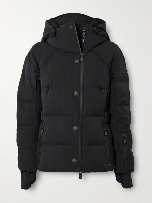 Image of Coats & Jackets. Product name - Guyane Quilted Down Ski Jacket in Black colour by brand - Moncler Grenoble