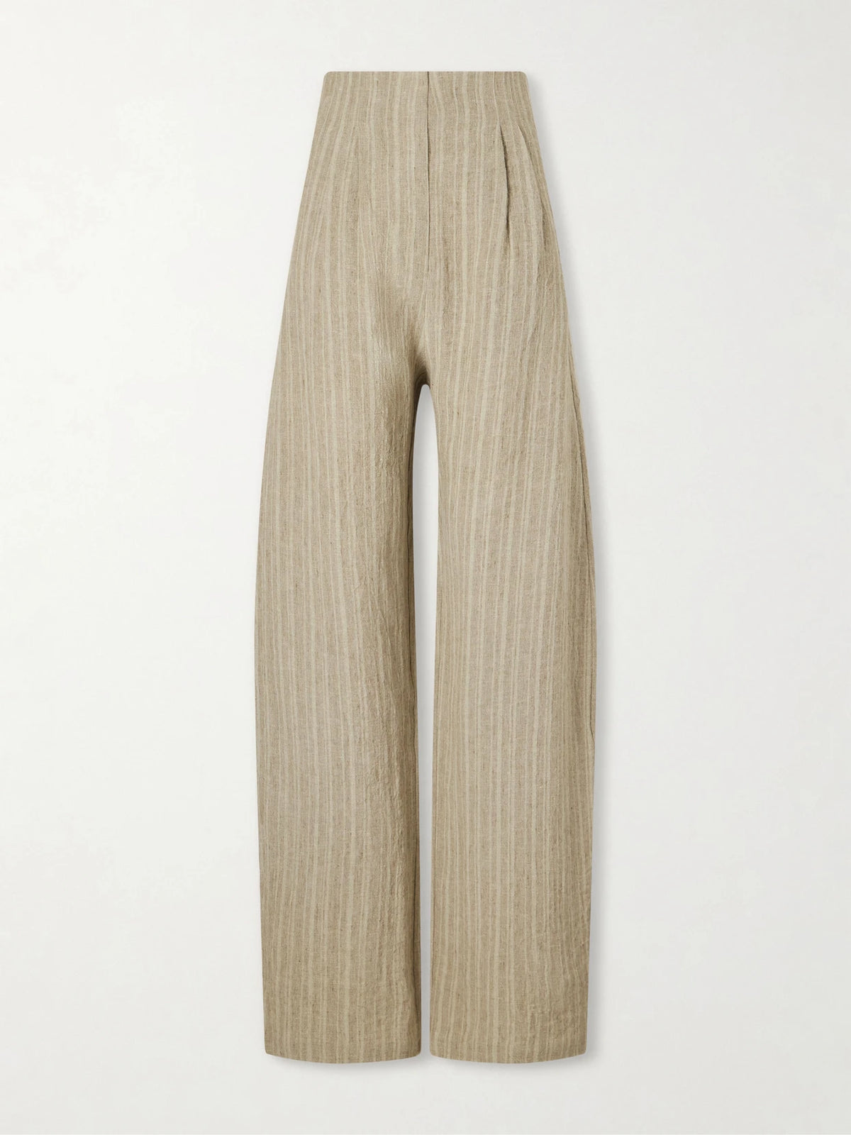 Camila Pleated Striped Linen Wide-leg Pants