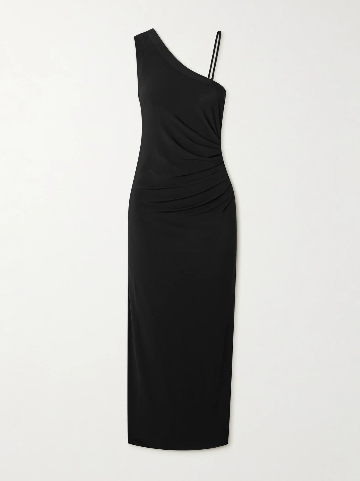 Image of Dresses. Product name - Beachwear One-shoulder Ruched Stretch-jersey Midi Dress in Black colour by brand - Max Mara