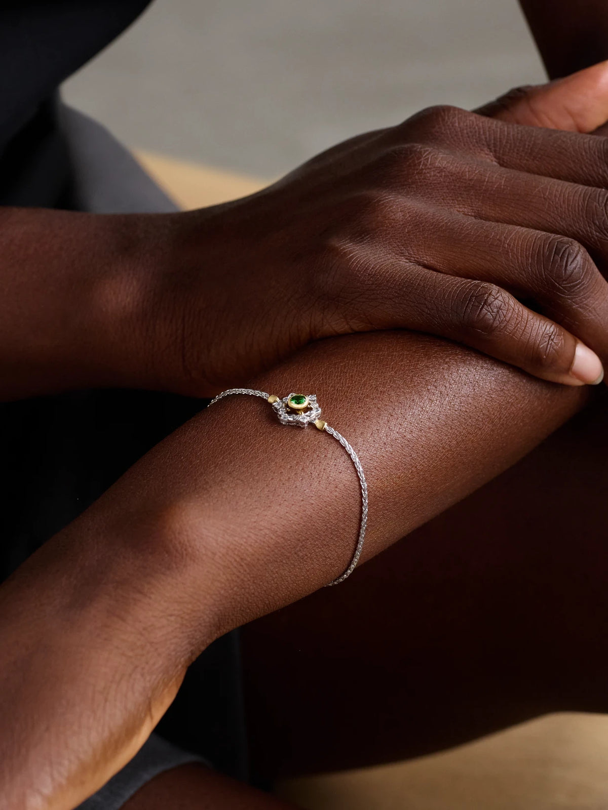 Image of Bracelets. Product name - Ghirland 18-karat White And Yellow Gold, Diamond And Tsavorite Bracelet in Green colour by brand - Buccellati