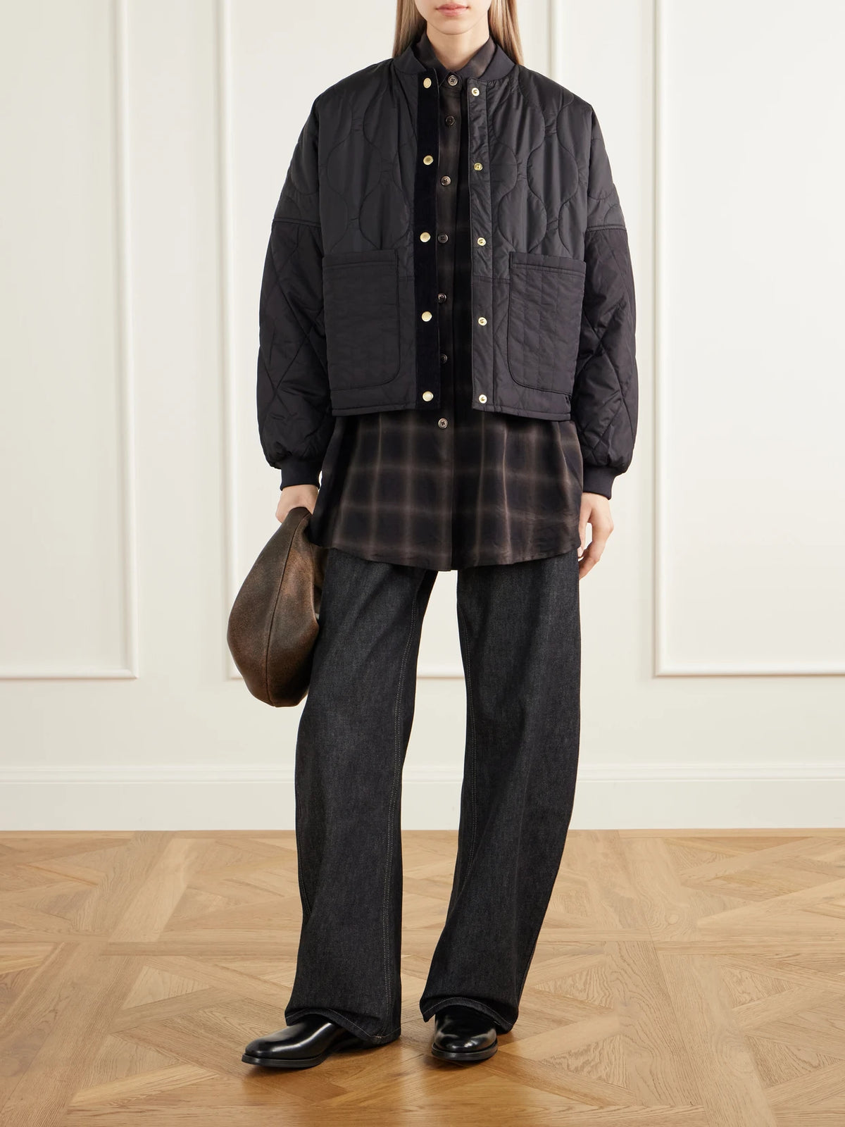 Image of Coats & Jackets. Product name - Ravenshill Reversible Quilted Checked Shell Jacket in Black colour by brand - Barbour