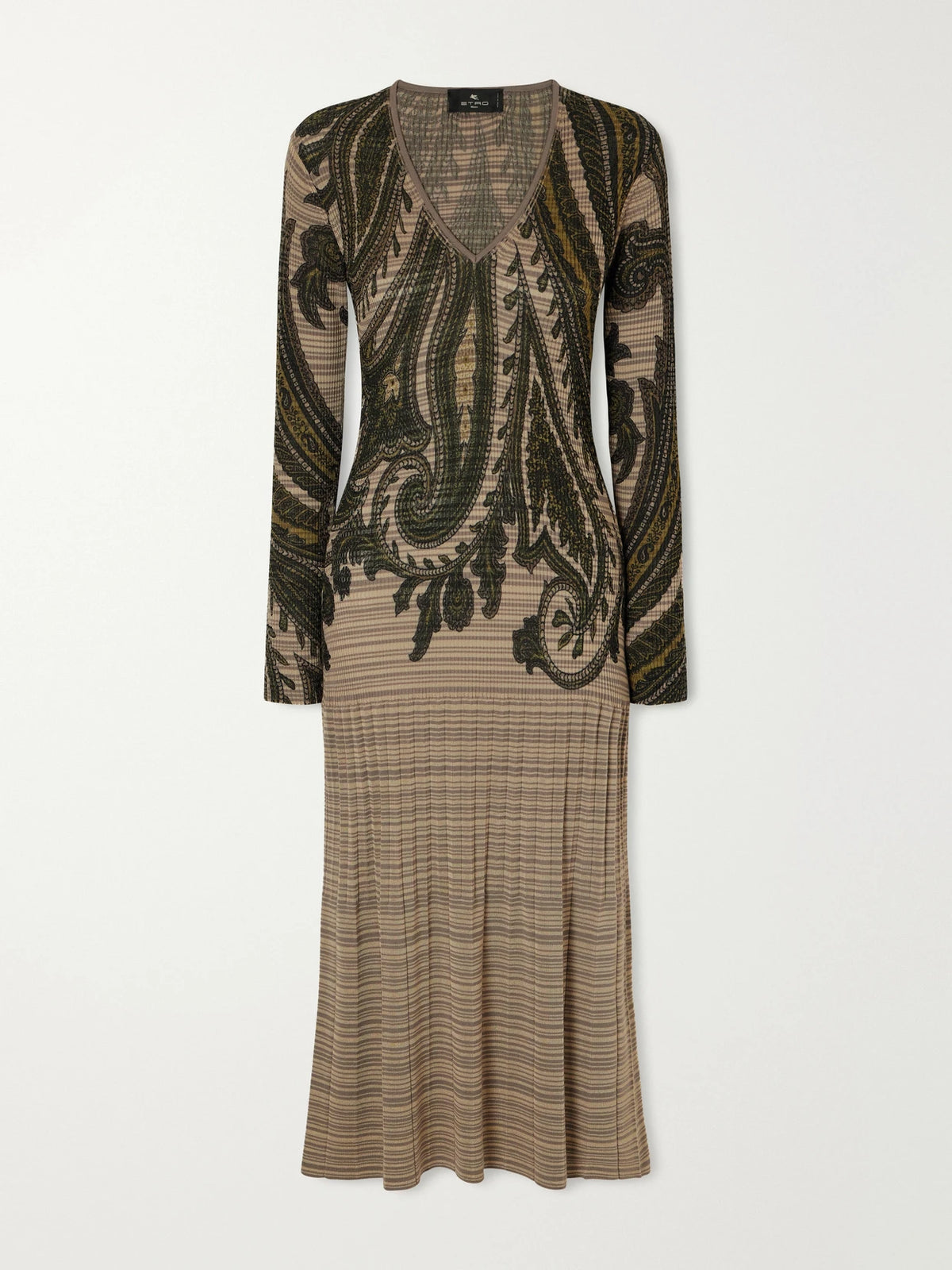Etro Printed Ribbed-knit Midi Dress