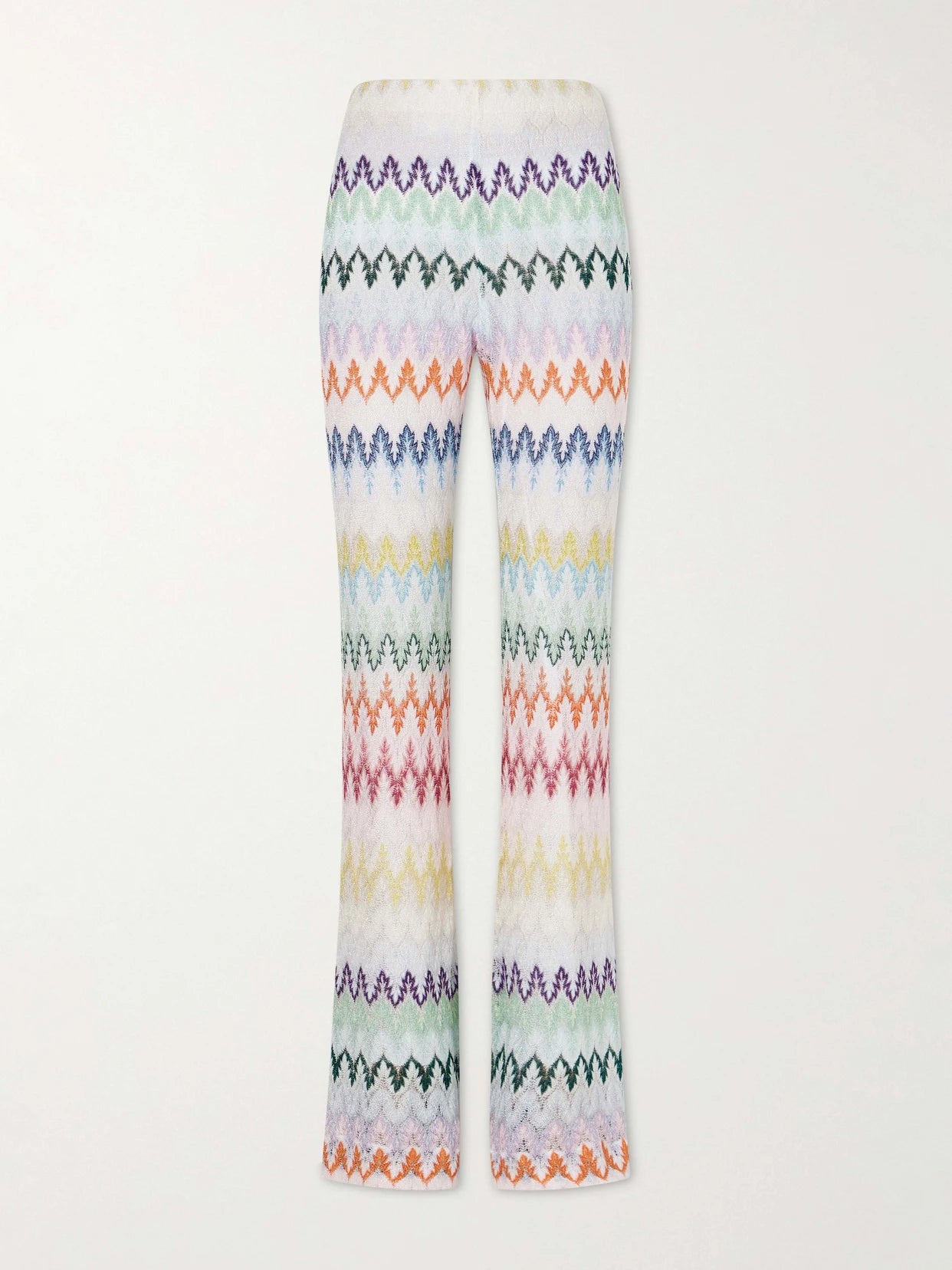 Striped Metallic Crochet-knit Flared Pants