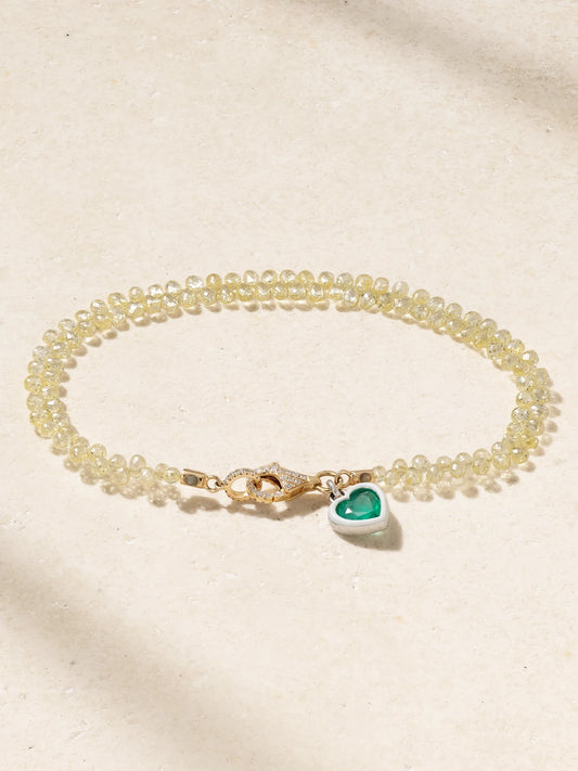 18-karat Yellow And White Gold, Diamond And Emerald Bracelet