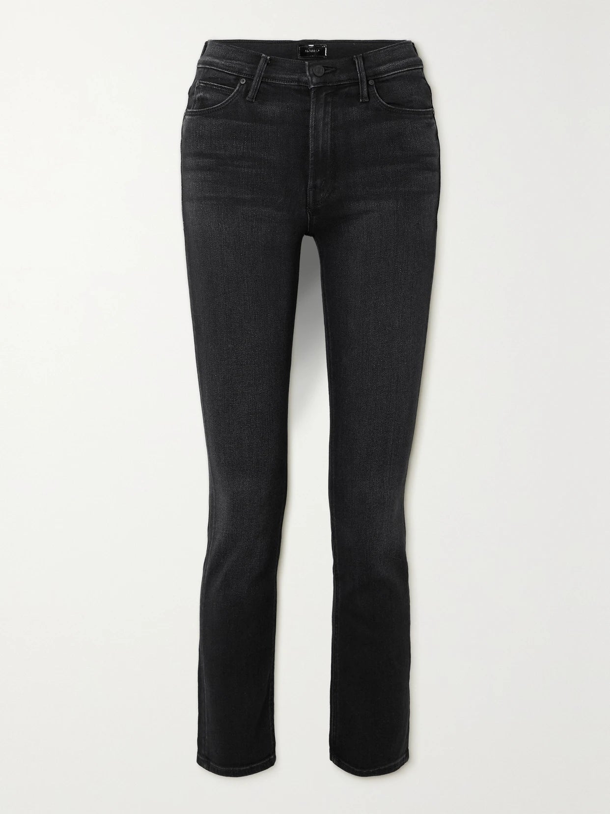 Image of Jeans. Product name - + Net Sustain The Dazzler Ankle Mid-rise Slim-leg Jeans in Black colour by brand - Mother