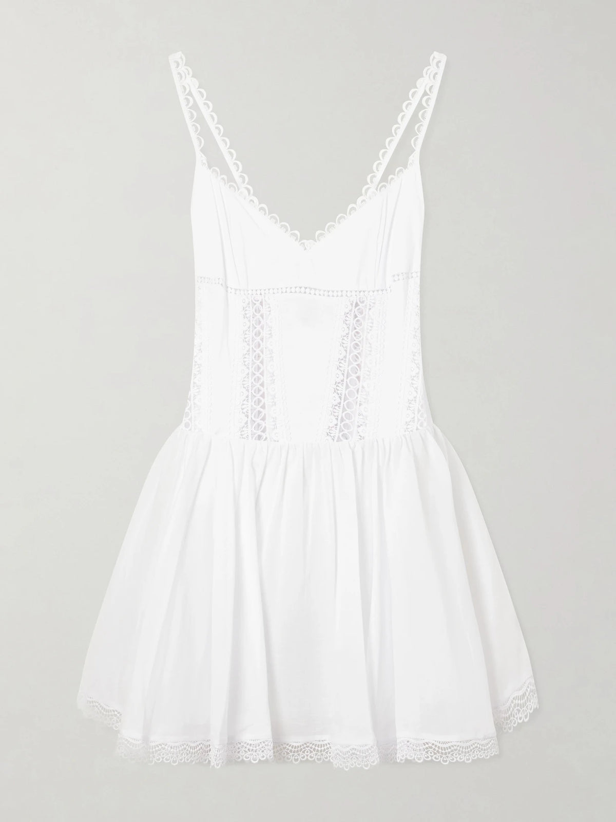 Gardenia Lace-trimmed Cotton-blend Poplin Mini Dress