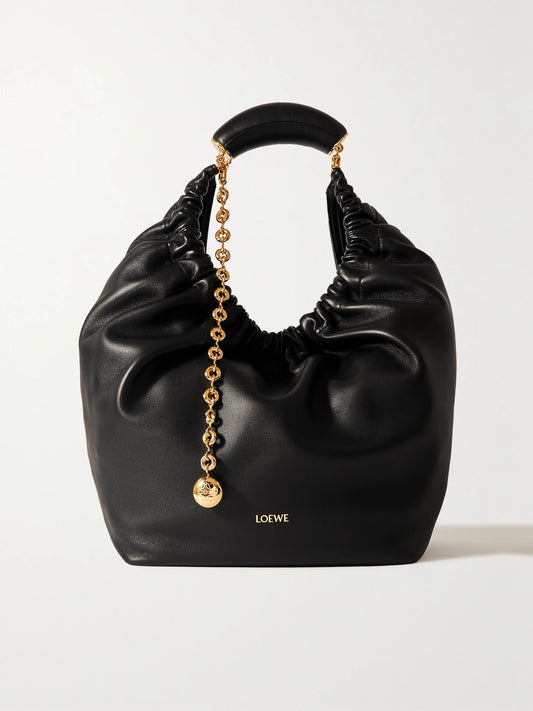 Squeeze Medium Chain-embellished Gathered Leather Shoulder Bag