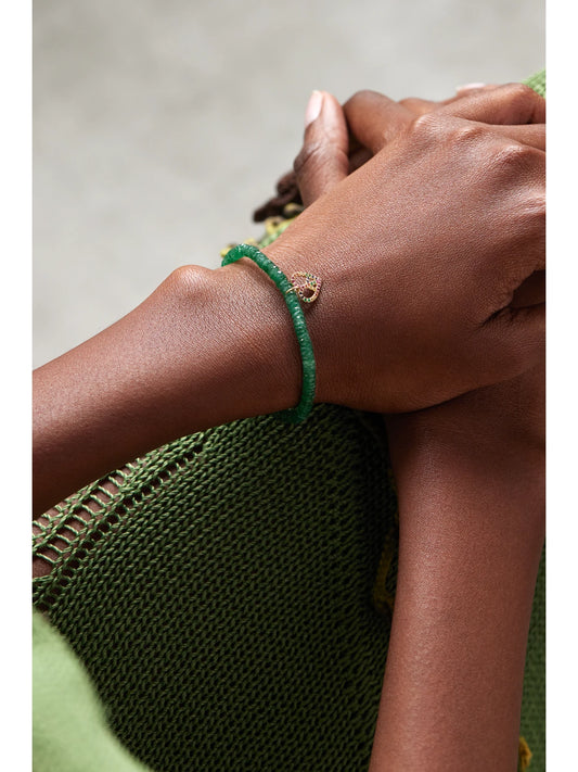 Image of Bracelets. Product name - Small Peace Heart 14-karat Gold Multi-stone Bracelet in Multi colour by brand - Sydney Evan