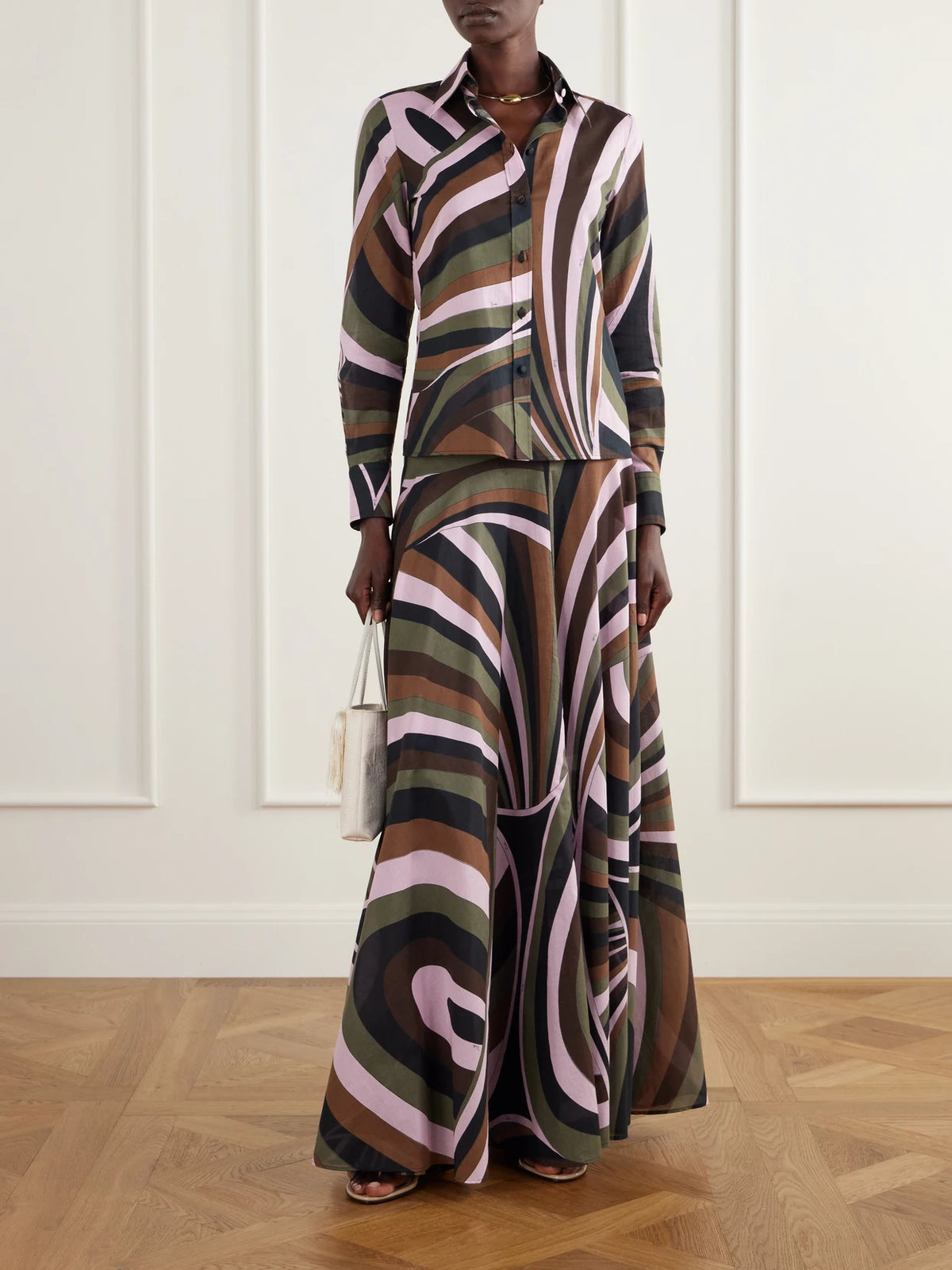 Image of Outfit Sets. Product name - Printed Cotton-muslin Maxi Skirt in Multi colour by brand - PUCCI