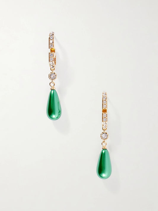 Gold-tone Beaded Crystal Earrings