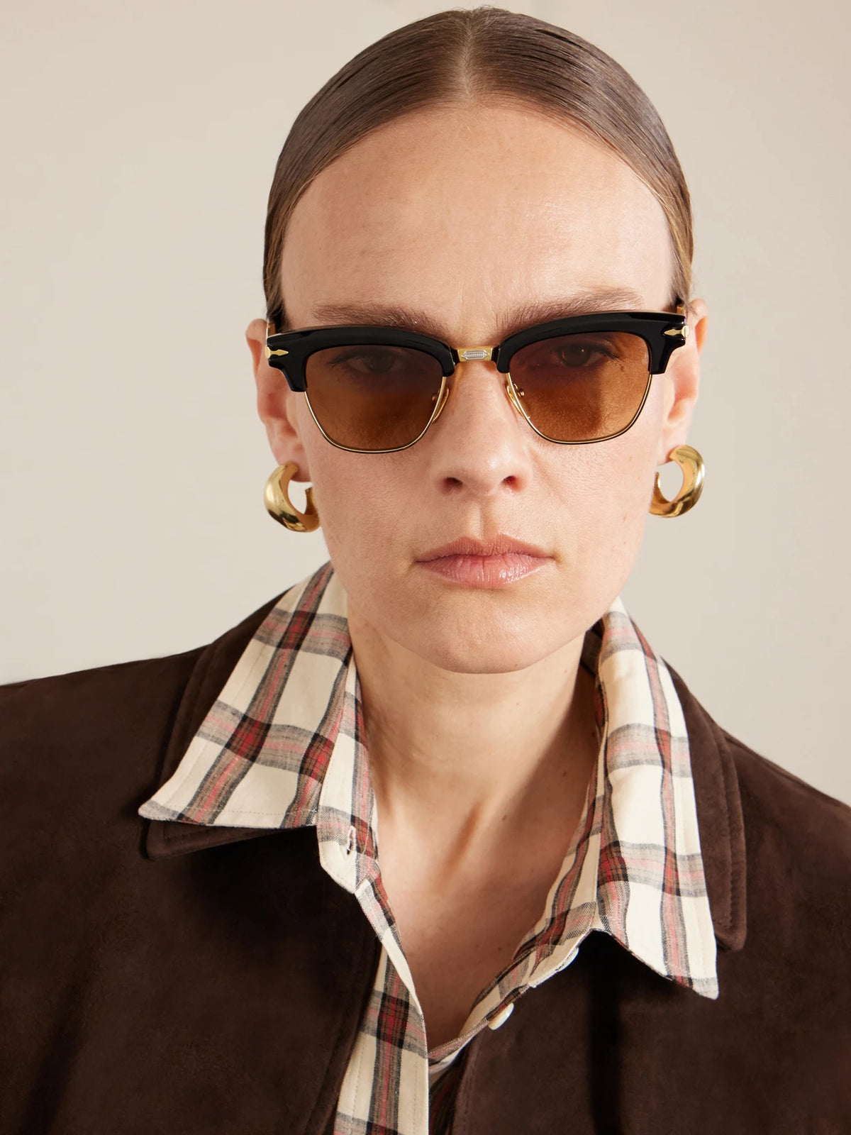 Image of Sunglasses. Product name - Sartre Round-frame Acetate And Metal Sunglasses in Black colour by brand - Jacques Marie Mage