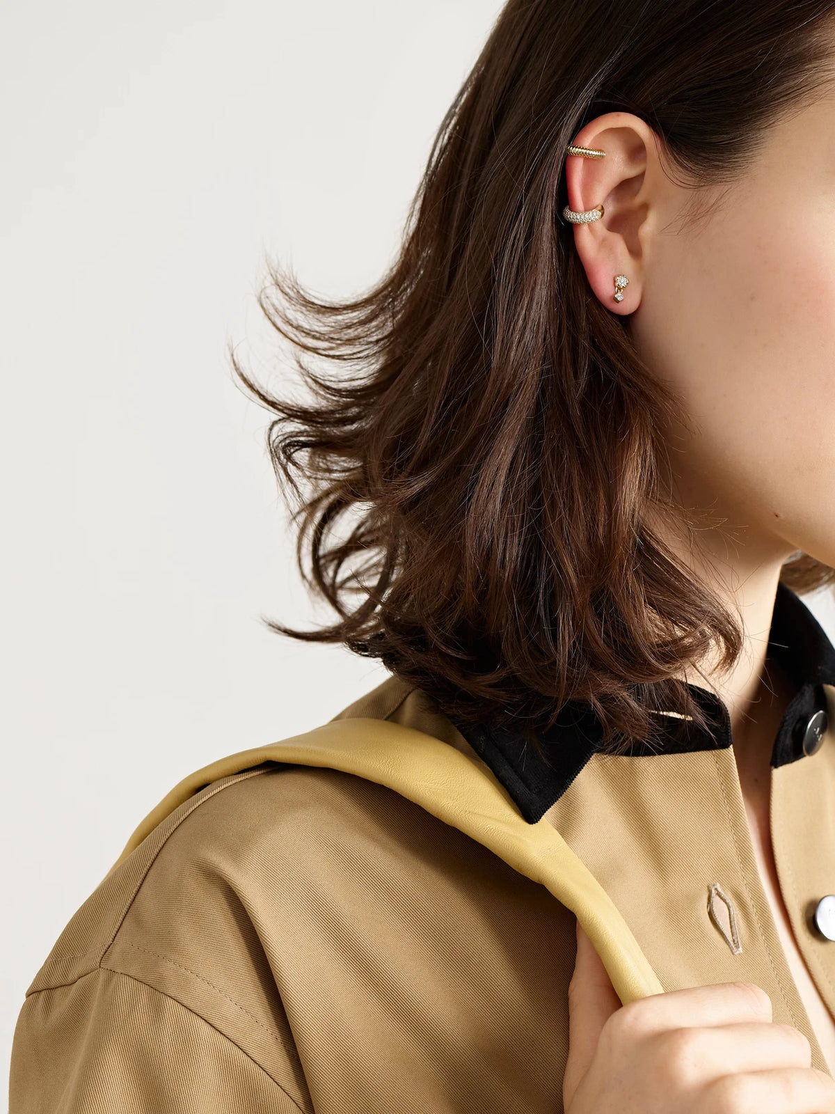 Image of Earrings. Product name - Demi 14-karat Gold Ear Cuff in Multi colour by brand - STONE AND STRAND