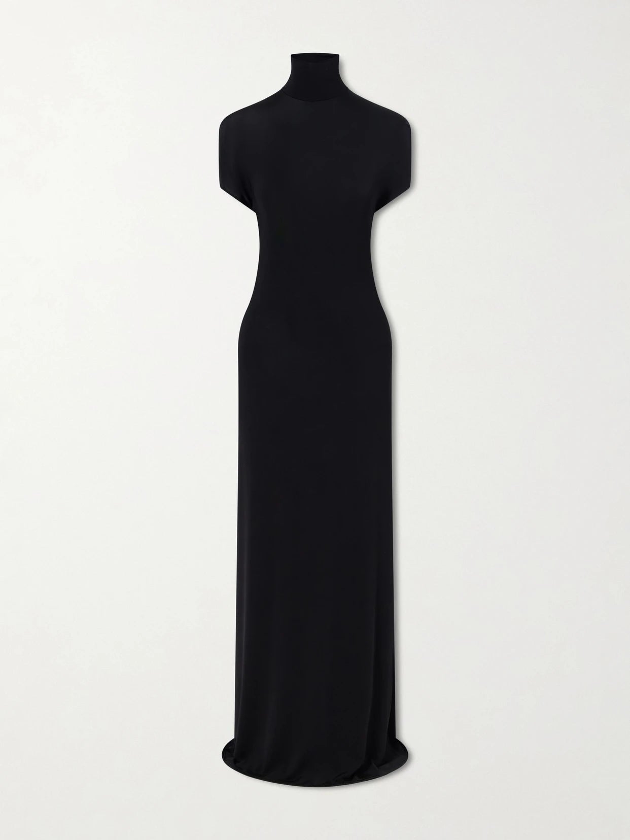 Open-back Jersey Turtleneck Gown