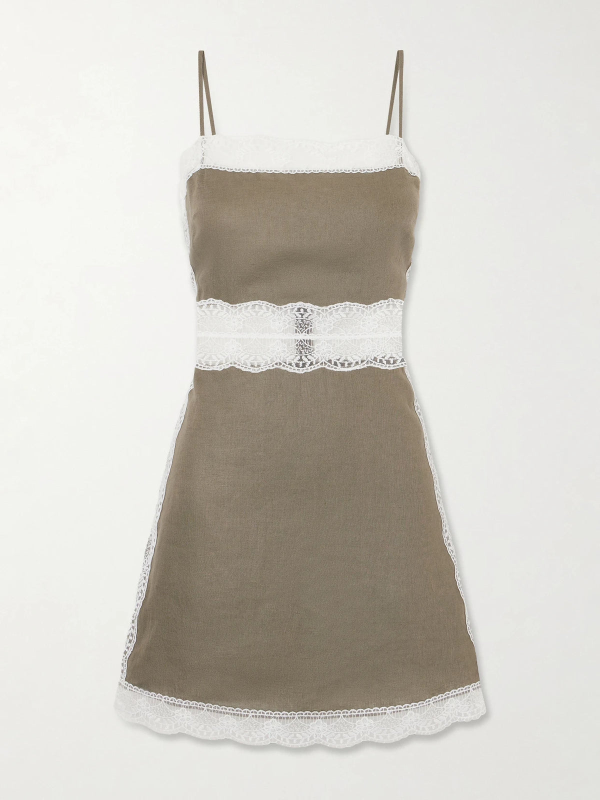 Amalina Lace-trimmed Linen Mini Dress