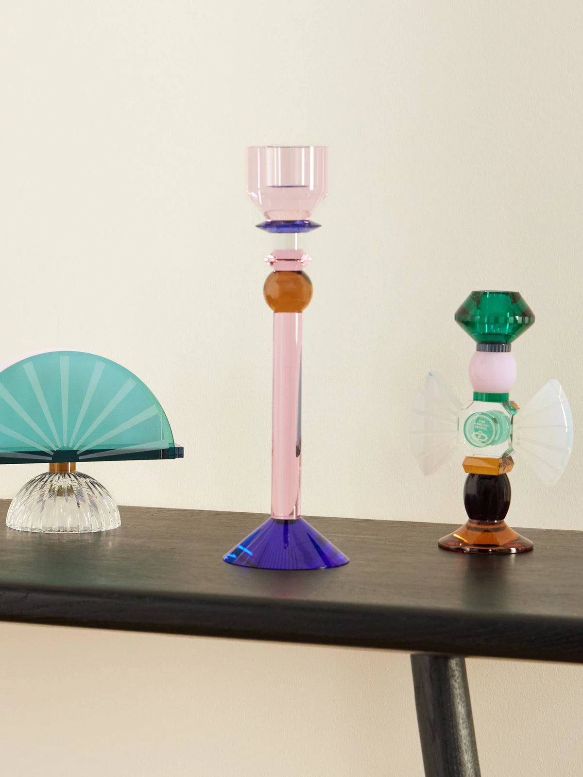 Image of Decor. Product name - Rosalin Glass Candle Holder in Pink colour by brand - Reflections Copenhagen