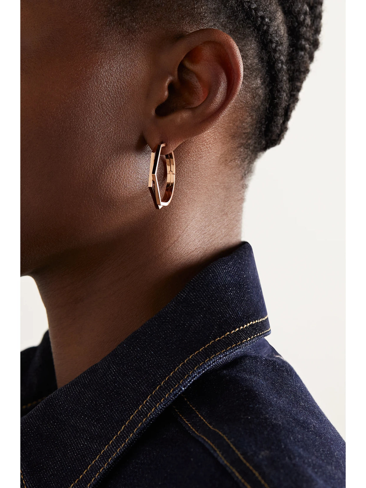 Image of Earrings. Product name - Antifer Large 18-karat Rose Gold Single Hoop Earring in Multi colour by brand - Repossi