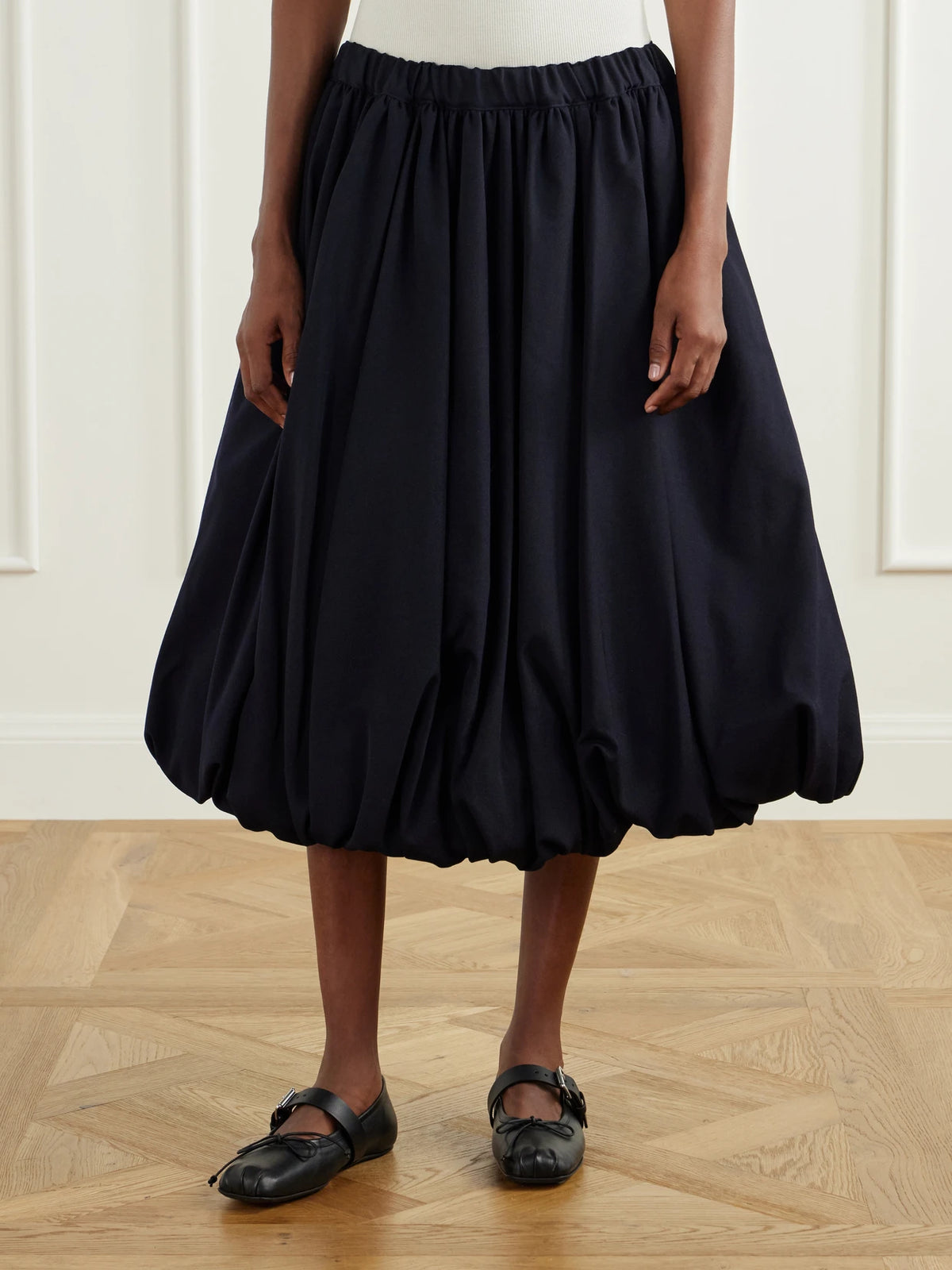Comme des Garçons GIRL Gathered Wool-gabardine Midi Skirt