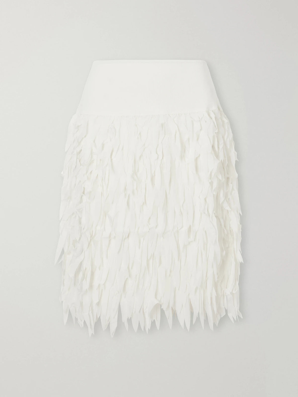 ST. AGNI Rib-trimmed Fringed Chiffon Midi Skirt