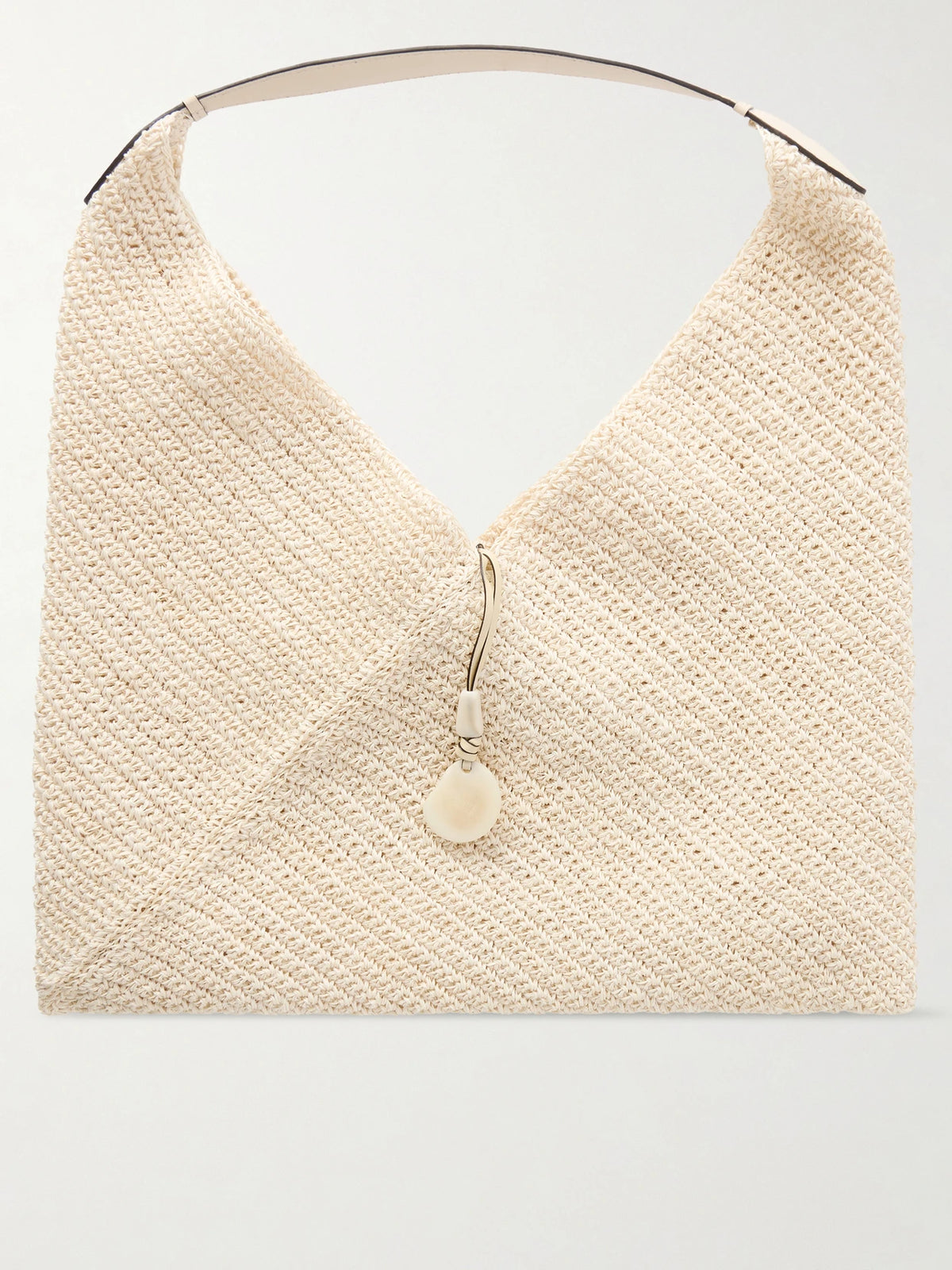 Origami Large Leather-trimmed Raffia Tote