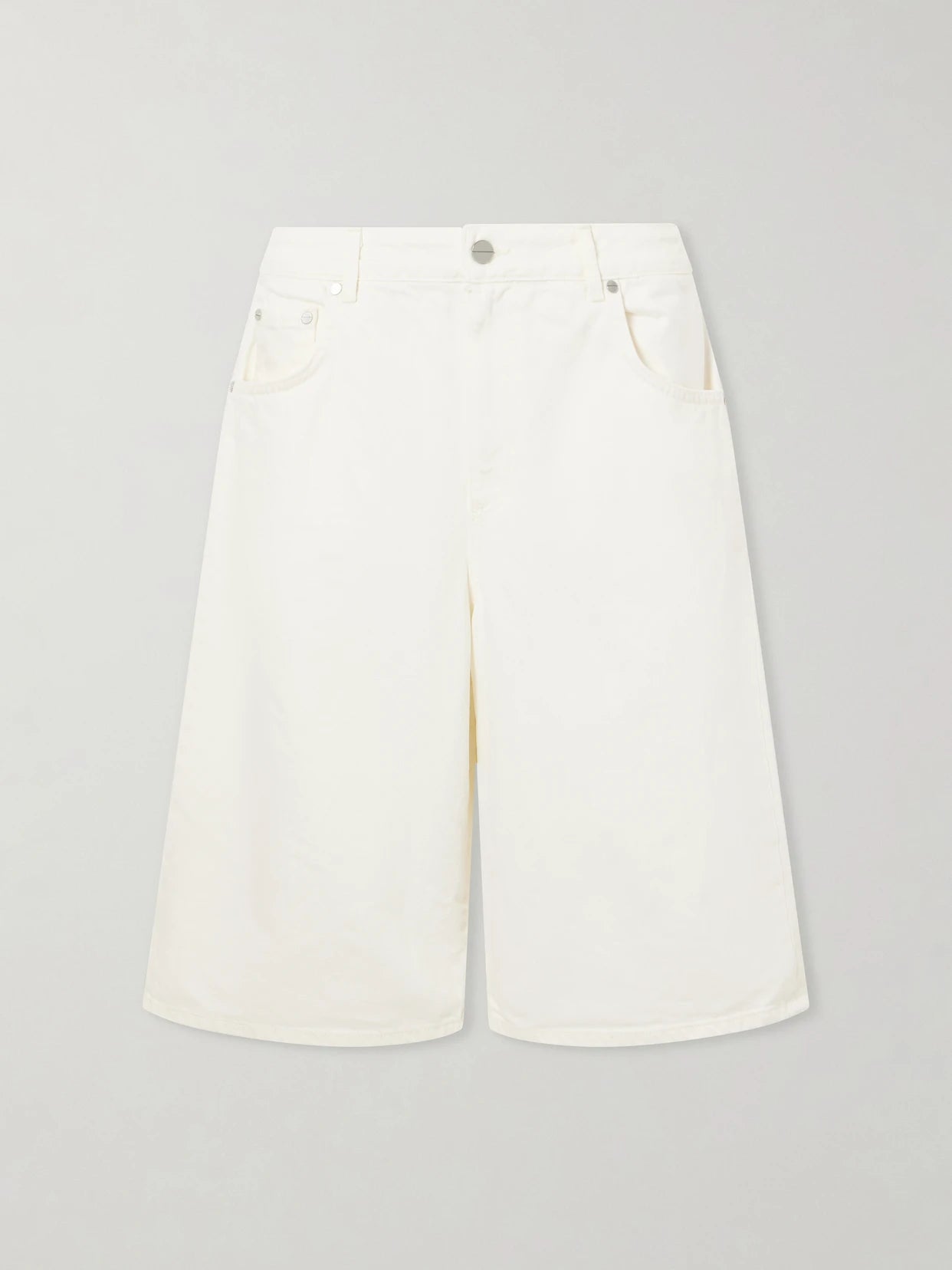 Mid-rise Wide-leg Denim Shorts