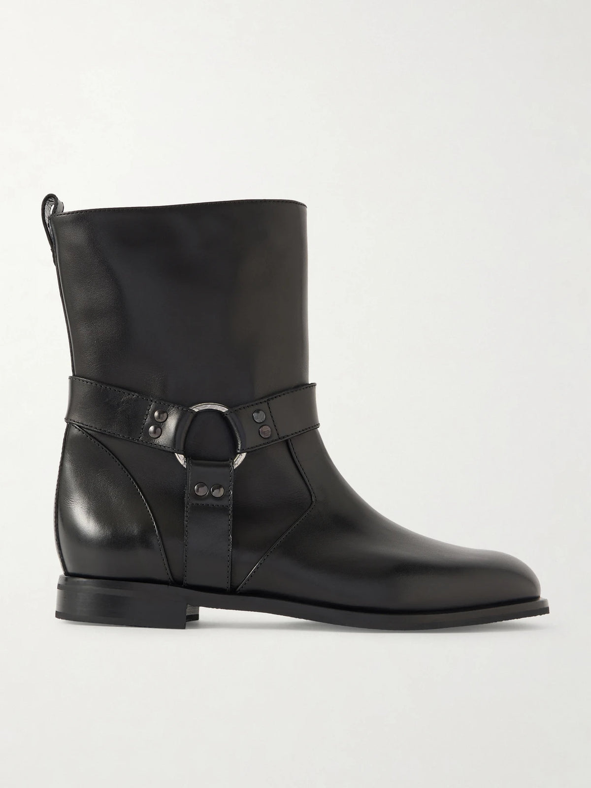 Calica Buckled Leather Biker Boots