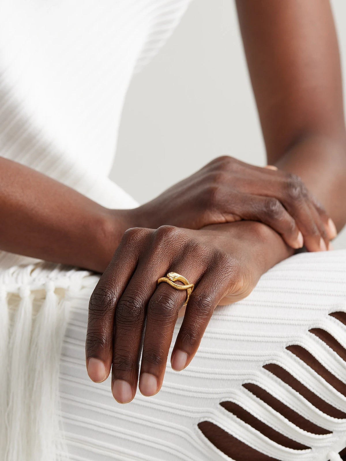 Image of Rings. Product name - Small Snakes 18-karat Gold Diamond Ring in Multi colour by brand - OLE LYNGGAARD COPENHAGEN