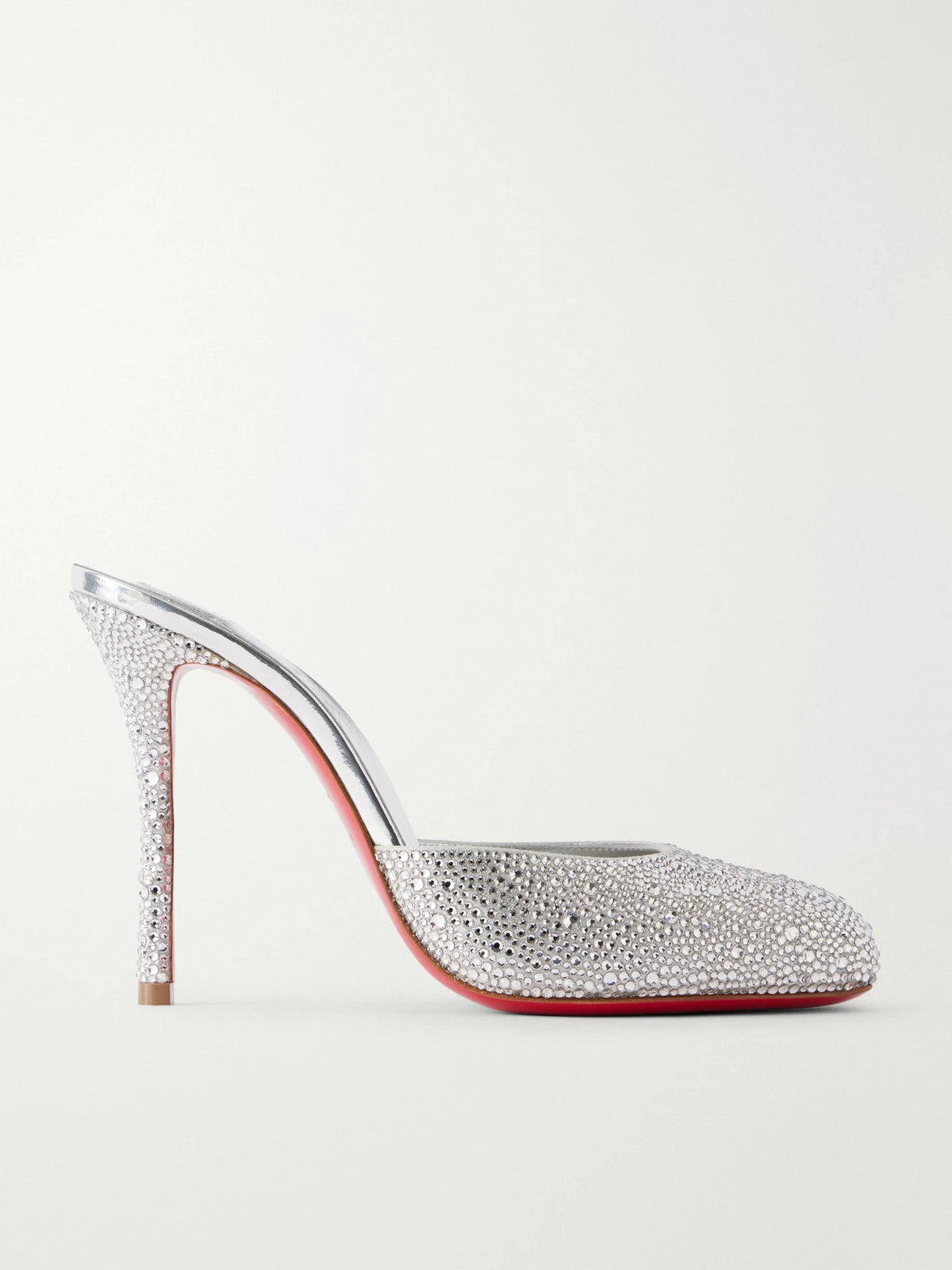 Christian Louboutin Dolly 100 Crystal-embellished Metallic Leather Mules