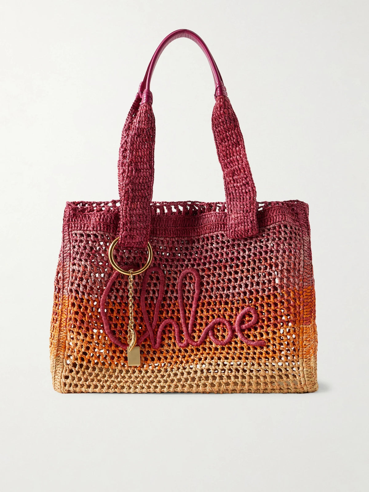 Summer Banana Leather-trimmed Dégradé Raffia Tote