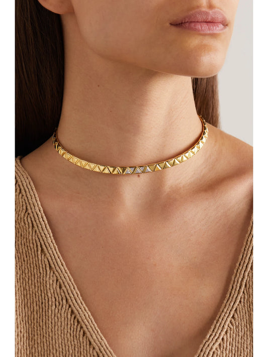 Image of Necklaces. Product name - Triangoli 18-karat Gold Diamond Choker in Multi colour by brand - Marina B